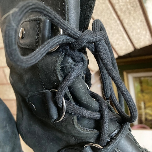 Sorel Black Leather Wedge Lace Up Women’s Size 8.5 - Picture 10 of 14